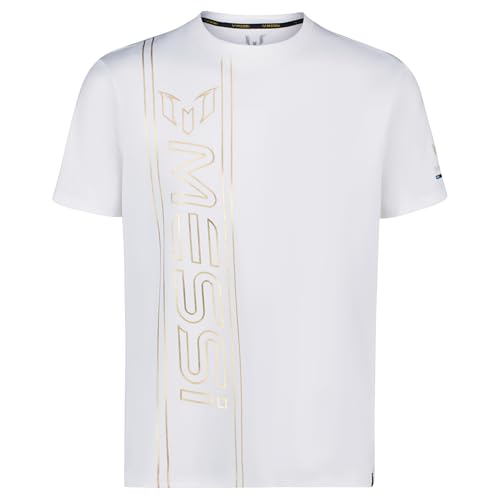Image of Messi Men's Lifestyle Side Track Poly Tee, Standard Fit T-Shirt, Polyester & Spandex