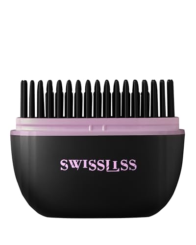 SWISSLISS - XOXO Mini Brosse Chauffante Lissante Sans Fil – Brosse Lissante de Voyage Rechargeable USB-C, 3 Températures 160°C 180°C 200°C, Jusqu’à 60...