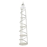 Cape Craftsmen 5 Tier Metal White Distressed Lighthouse Metal Display Unit with Glass Cylinder for...