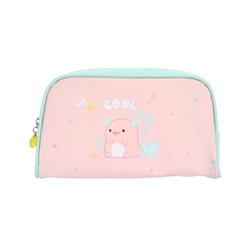 Image of Miniso Axolotl Story Cosmetic Bag (Pink) - Cute Jelly PVC Travel Pouch for Makeup, Coins & Essentials