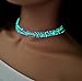 Glow in the Dark Choker Necklace, Stainless Steel Adjustable Chain, Dainty Multi-Strain Beaded Choker Necklace for Women and Teens, Handmade in Italy (Turquoise)