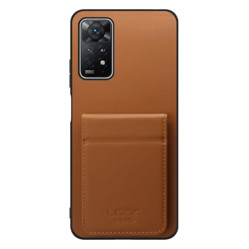LOOF BASIC-SHELL SLIM CARD 本革 カードホルダー 折り目ギミック スマホケース for Xiaomi Redmi Note 11 Pro 5G 用 ケース カバー カード収納 背面 ストラップホール カード入れ シェル 背面収納