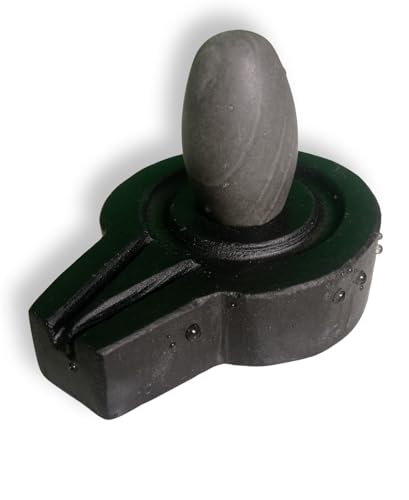 Image of Narmadeshwar Narmada Stone Shivling, Natural Green Mahayogi Shivling & Plate Jaladhari, Kamalhasth. (1inch Shivling & 2.5inch Plate Jaladhari)