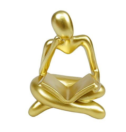 Resin Statue Thinker Style Decoration Abstract Sculptures Collectible Figurines for Home Decor Modern Office Shelf Desktop (Gold)