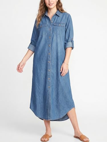Image of Kuraki Women's Casual Print Button Front Maxi Shirt Dress