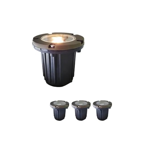 MALORY Brass Top Cover Landscape Well Lights,(4.6''H) 12V Low Voltage Outdoor In Ground Lights,Landscape Lighting for Pathway, Driveway and Garden 4-Pack Without Bulb (Flat Top) 4-pack witho