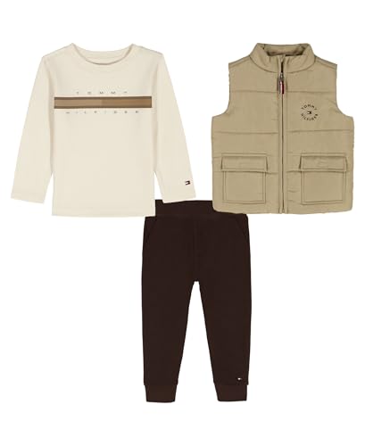 Image of Tommy Hilfiger Baby Boys' 3-piece Set, Vest, Knit T-shirt, Jogger Sweatpant
