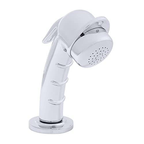 Ambassador Marine Deck-Mount Sprayer- Small Chrome Sprayer, 6' Black Rubber Hose, Low Profile Holder - 134-0011-CP-W