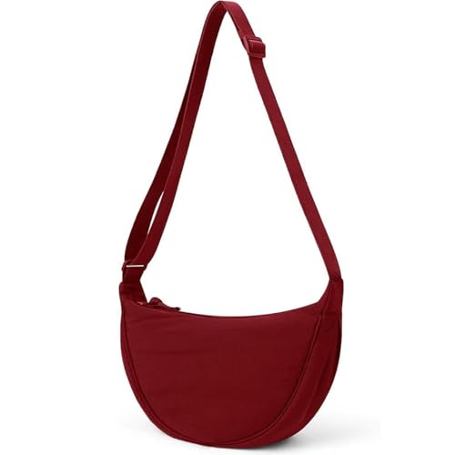 YiYunTE Bolso Bandolera Mujer Hombre Bolso Cruzado Pequeño Bolso de Mano Movil Nylon Bandolera Mujer Pequeña Bolsa Crossbody Bag Bolso Riñonera Bolsos Universitarias Half Moon Bag Bolso Rojo
