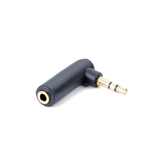 Conector chapado en oro de 3,5 mm (hembra) a conector macho de 3,5 mm (3 polos) (en ángulo recto) en forma de L.