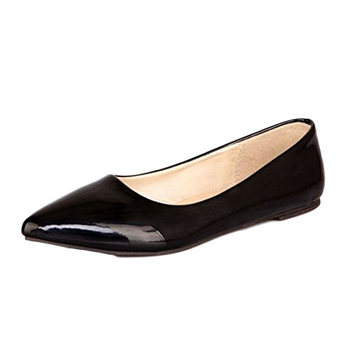 Smilice Women Flats Patent Leather Pointed Toe Slip-on Shoes 6 Colors Available Size 1-13 US (Black,12 B(M) US)