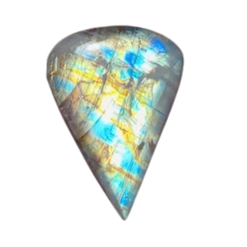 Pierre de lune naturelle arc-en-ciel poire 40x26mm cabochon vrac