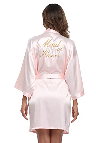 Image of Super Shopping-zone Women's Pure Bride Robes Embroidery Bridesmaid Robes Bridal Party Kimono Robe Wedding Sleepwear
