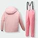 2 Piece Snow Suit for Kids Fashion Windbreaker Waterproof Warm Insulated Solid Color Ski Jacket and (Pink, 10-11 Years)