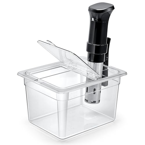HOMENOTE Sous Vide Container 12 Quart with Universal Collapsible Hinged Lid,Sous Vide Accessories Kit BPA Free,Compatible with Anova and Most Sous Vide Cookers