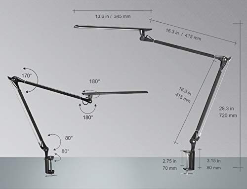 PHIVE LED Metall Schreibtischlampe, 10W Büro Tischlampe (Berührungsempfindliche Stufenlose Dimmung, Augenschutz… – Bild 5