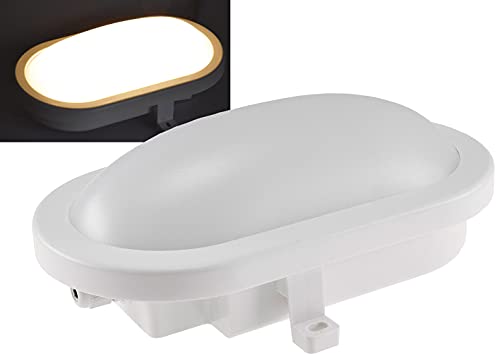 ChiliTec LED Oval-Armatur Feuchtraumleuchte IP44 Kellerleuchte 12Watt, 960 Lumen für Garten Terrasse Garage Carport Keller 3000k Warmweiß