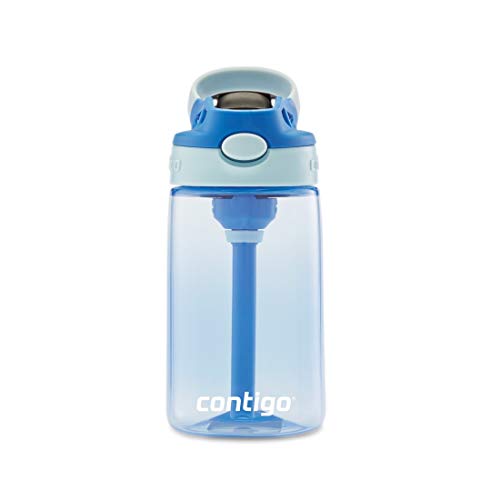 Image of Contigo Aubrey Kids Cleanable Water Bottle with Silicone Straw and Spill-Proof Lid, Dishwasher Safe, 14oz, Cotton Candy