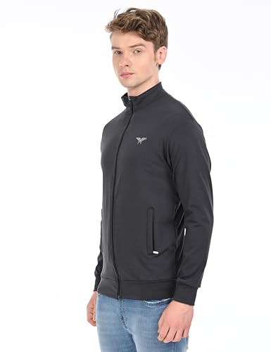 Image of HALFSPACE Men's Lycra Jacket - Lightweight Stretchable Sports & Gym Jacket with Zipper Pockets - Full Sleeve Activewear for Casual & Running