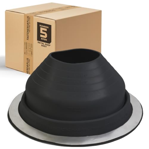 Image of Fasteners Plus #5 Round EPDM Metal Roof Pipe Flashing Boot (Fits 4-1 /4 inch - 7-3 /4 inch Pipe OD), Black