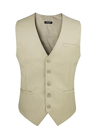 Image of Enlision Men's Suit Vest Business Formal Dress Waistcoat Solid Color Vest for Suit or Tuxedo