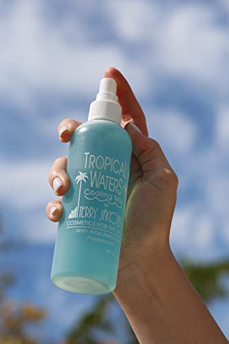 Tropical Waters Face Mist Peppermint Cooling Spray Mist, MADE IN USA Long Lasting, Hydrating, Moisture Mist, Hot Flashes, Body Cool Down Spray, Aloe, Herbs, Mints (Peppermint) 8oz