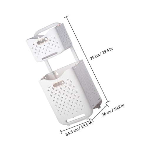 Panier à linge à roulettes grande capacité de charge double couche - 3