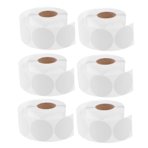 CAXUSD 6ロール 白丸シール 密封ラベル 自己粘着式 巻 強粘着 防止開封 郵便封筒 梱包箱用 書き込み可能 業務用 包装用