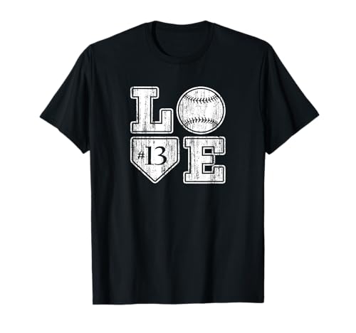 Love Plaque de baseball Softball Mom vintage vieilli #13 T-Shirt