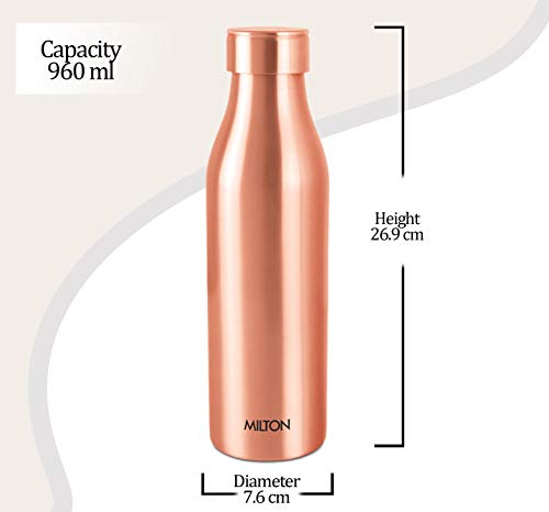 MILTON Copper Charge 1000 Water Bottle, 930 ml, 1 Piece, Copper | Leak Proof | Office Bottle | Gym Bottle | Yoga Bottle | Home | Kitchen | Hiking | Treking Bottle | Travel Bottle (Pack of 2)