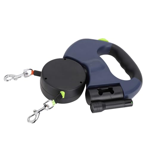 Laisse pour chien à double tête rétractable extensible en nylon robuste