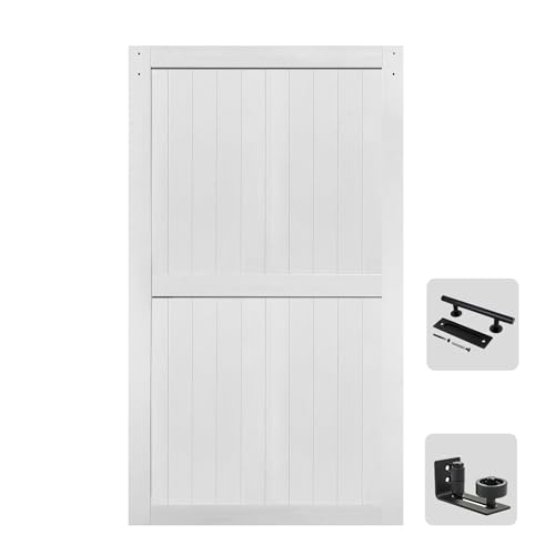 S&Z TOPHAND® 52in x 80in MDF Barn Door, British Brace, 24-60in Solid Barn Door Slab Covered with Water-Proof PVC Surface, Simple Assembly is Required