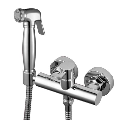 FQYEP Grifo de Bidet para Baño Cromado Grifo Bidet para Wc Ducha Higienica para Wc Agua Fria Y Caliente