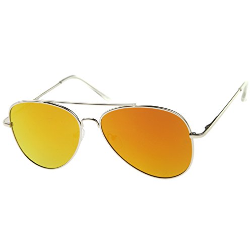 zeroUV Large Full Metal Color Mirror Teardrop Flat Lens Aviator Sunglasses 60mm2