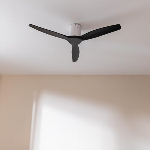 Cecotec Ventilateur de Plafond EnergySilence Aero 5500 Aqua White&Black Connected, Moteur DC 40W, Diamètre 132 cm, Basse Consommation, Wifi, Télécommande, Extérieur, Minuteur, Été et Hiver, Silencieux