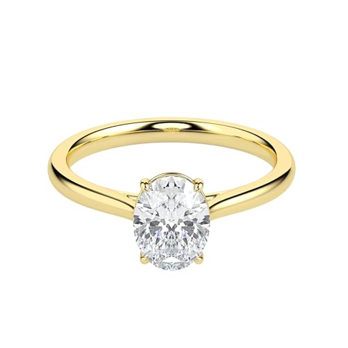Image of 1 Carat Oval Solitaire Moissanite Ring for Women & Girls | 925 Sterling Silver with 18K Gold Plating | Engagement, Wedding, Anniversary, Birthday, Diwali Gift | Everyday & Office Wear Jewelry