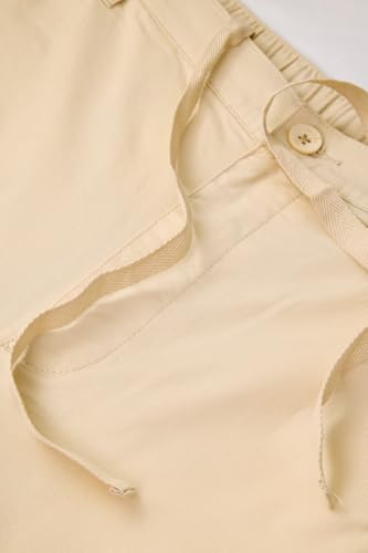 Image of SNITCH Men Casual Trousers| Baggy Fit Mid Rise Solid Plain Front Style | Breathable Cotton Blend & Lightweight Linen Fabric for Summer & Everyday Outings