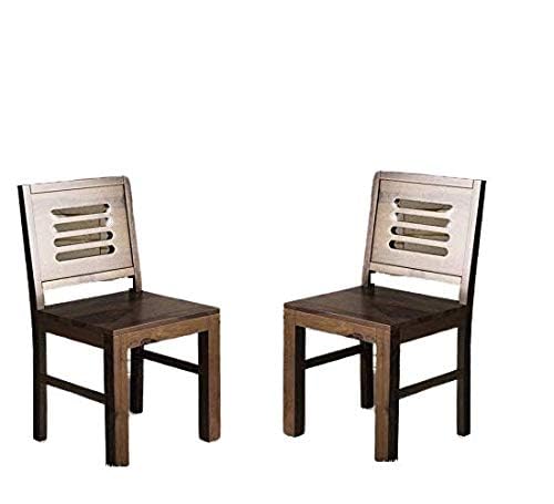 Image of Solid Sheesham Wood Dining Chairs Only | Wooden Set of 2 Dinning Chair for Kitchen & Dining Room | Rosewood, Natural Teak Finish