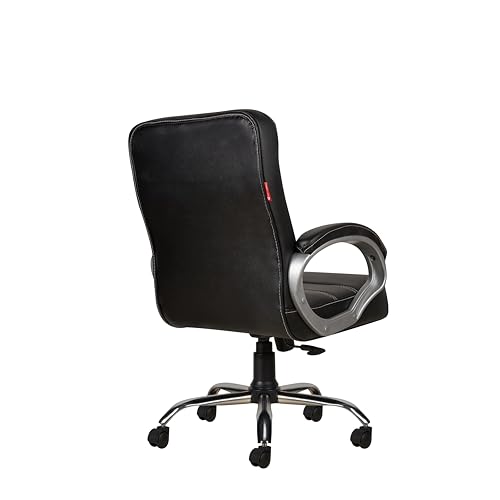 Image of CELLBELL C99 Apex Ergonomic Mid Back Executive Boss Chair for Home & Office | Premium Leatherette Revolving Computer Chair with Thick Cushion Seat, Soft Armrests & Height Adjustment (Full Black)