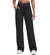 G4Free BareFeel Womens Wide Leg Yoga Pants Cross Waist High Stretch Waist Casual Trousers with Zi...