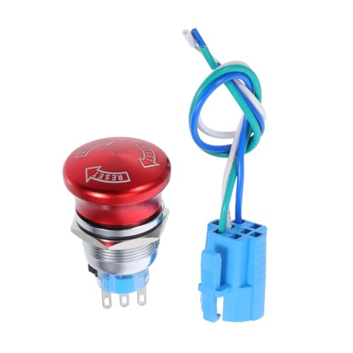 Interruptor industrial de parada de emergencia metálico con enclavamiento de 22 mm y 3 pines