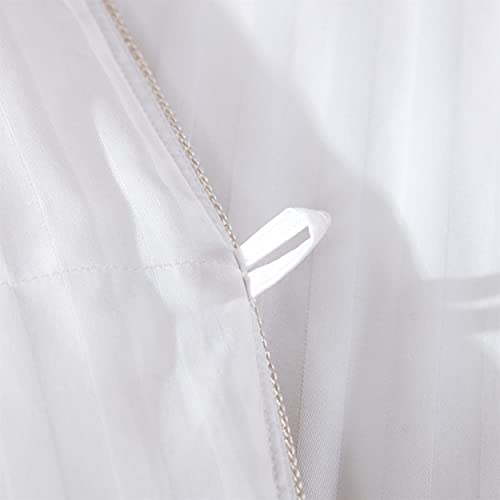 Luxurious All-Season Goose Down Feather Fiber Comforter Duvet Insert, Exquisite King White Stripe Design, Premium Baffle Box, 100% Cotton Down Proof Fabric, 65 oz. Fill Weight