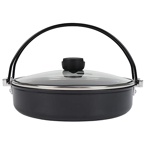 Olla caliente japonesa de 26,9 cm, de aleación de aluminio, cacerola de sopa antiadherente con tapa para servir de 3 a 4 personas