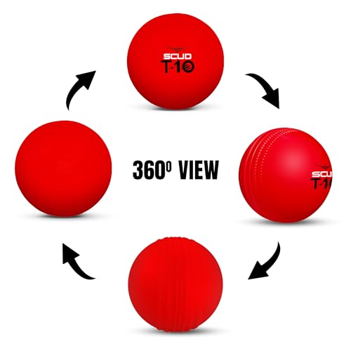 Image of SCUD T10 PVC Wind Ball for Practice | Indoor & Outdoor Soft Training Cricket Ball for Coaching & Daily Practice | Lightweight 80-85 g Durable PVC Construction (Pack of 3pc Balls, Red)