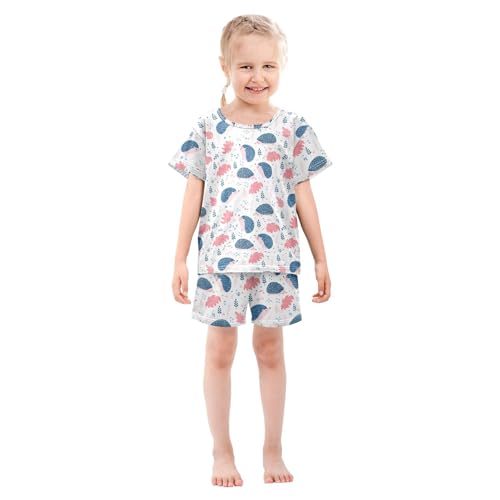UMIRIKO Cute Hedgehogs Summer Short Sleeve Pajamas Sleepwear PJ Set B0404933