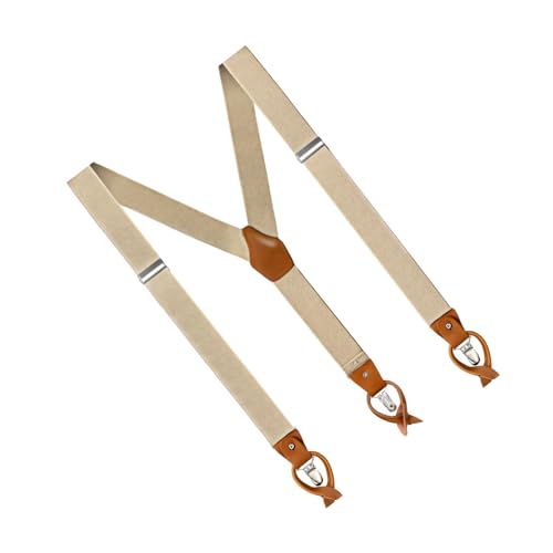 Hängslen för män, Y-form med 3 klämmor och 6 knapphål, elastiska justerbara hängslen, starka metallklämmor, hängslen, Heavy Duty Men Braces Y rygg, 3,5 cm breda, för byxor, jeans, Grön, En Storlek