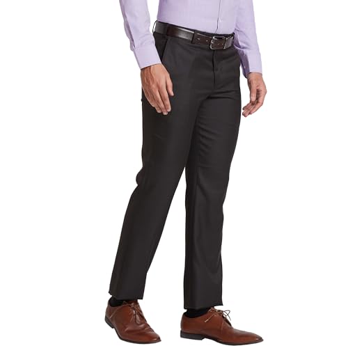 Image of Park Avenue Smart Fit Polyester Blend Checks Pattern Flat Front Formal Trouser