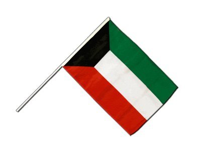 Drapeau Koweït sur hampe avec finition haut de gamme 60x90