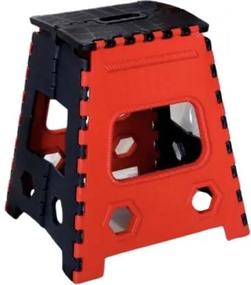 18 Inch Super Strong Plastic Folding Step Stool | 90kg Capacity | Anti-Slip | Safe for Kids & Adults | One-Flip Open | Kitchen Bathroom Bedroom Garden (Multi, Pack of 1)
