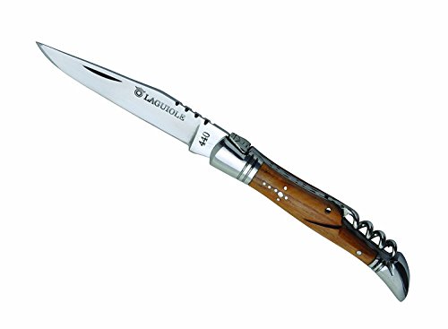 Laguiole Pocket Knife with Corkscrew, Olive Wood